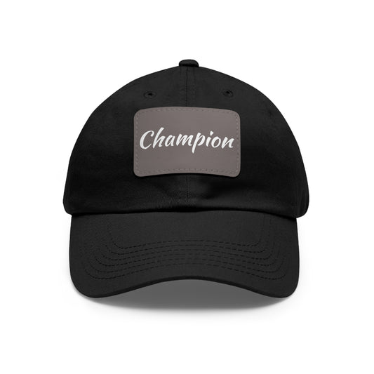 Champion Hat with Leather Patch (Rectangle)