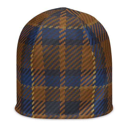 Plaid Navy Beanie