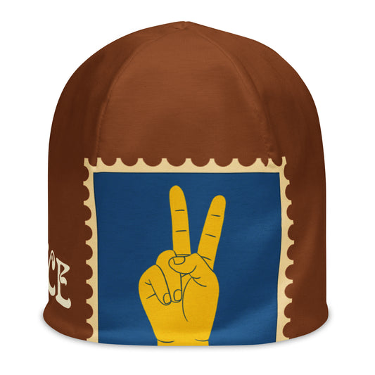 Peace Sign Brown Beanie