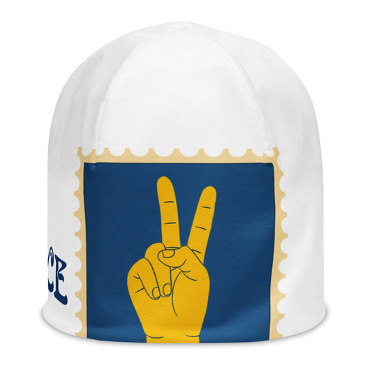 Peace Sign White Beanie