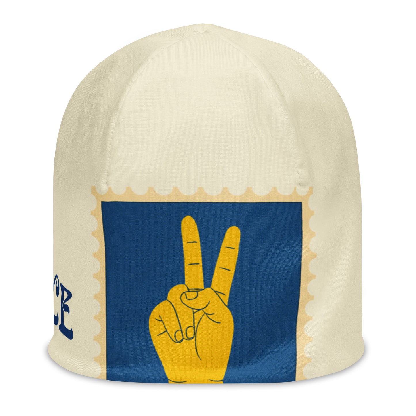 Peace Sign Beige Beanie