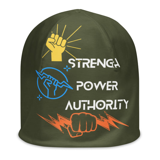 Strength, Power, Authority Green Beanie