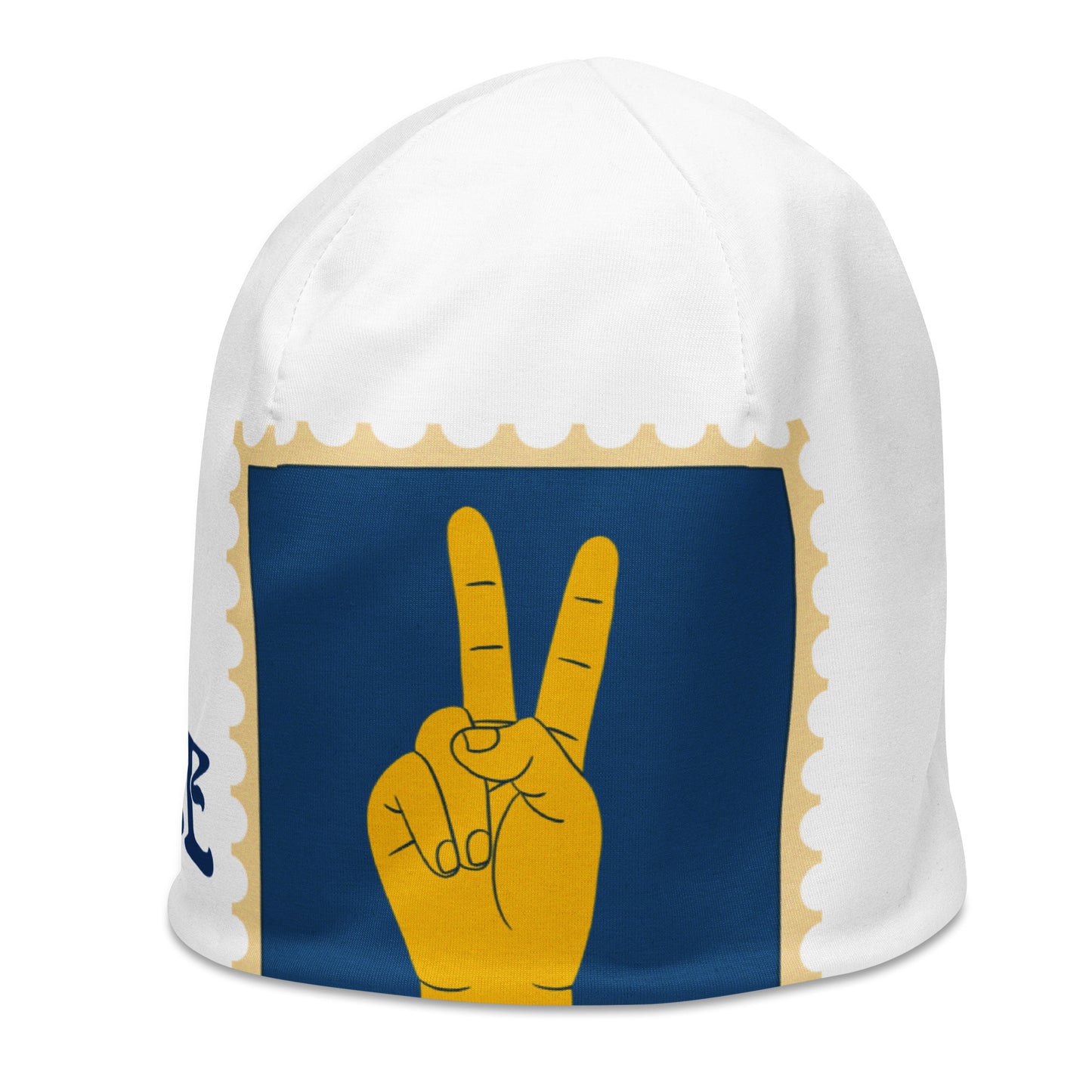 Peace Sign White Beanie