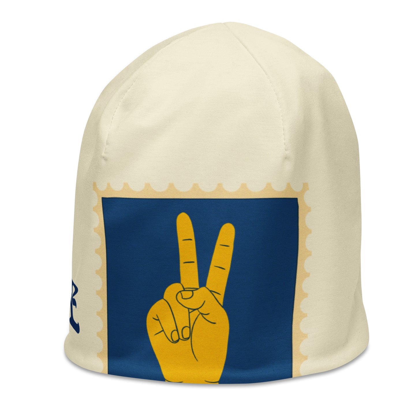 Peace Sign Beige Beanie