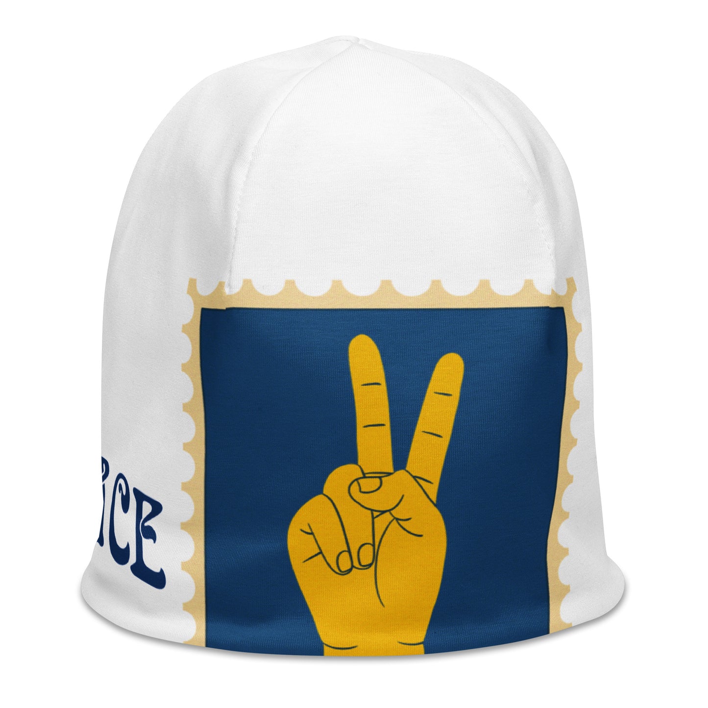 Peace Sign White Beanie