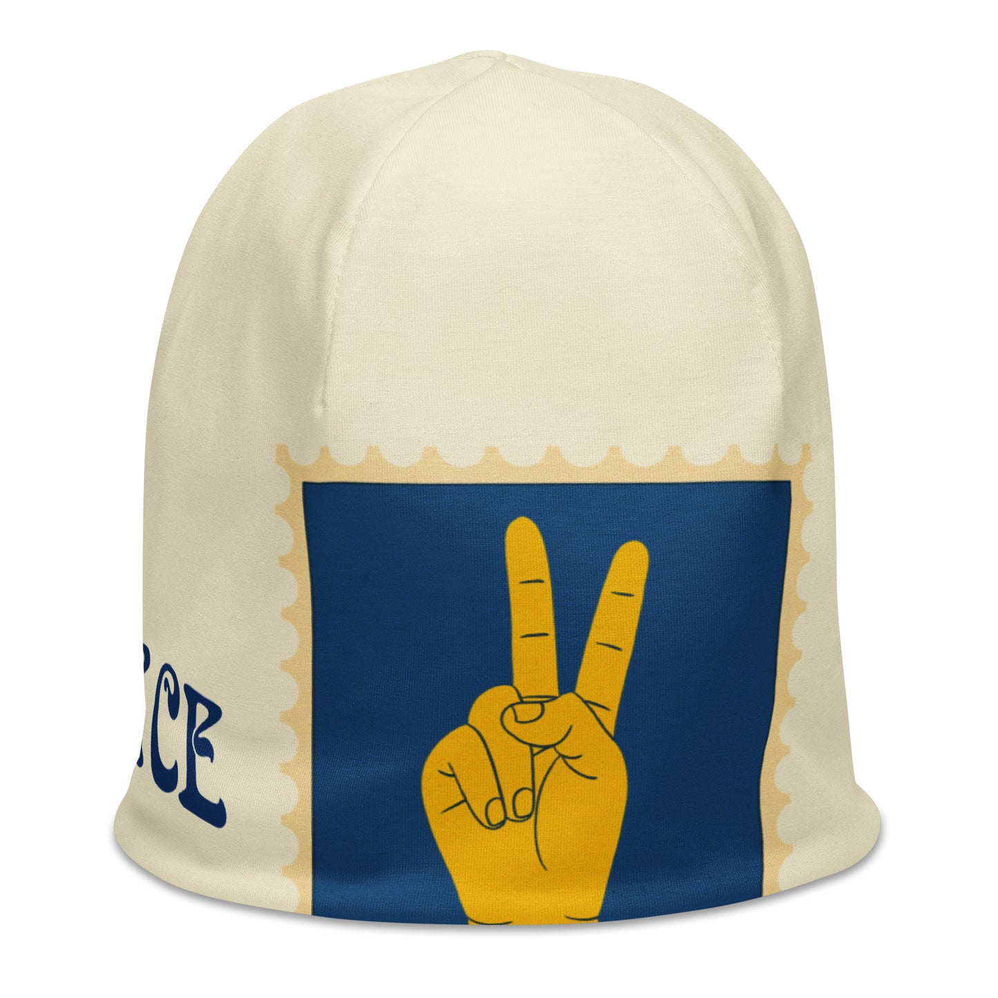 Peace Sign Beige Beanie