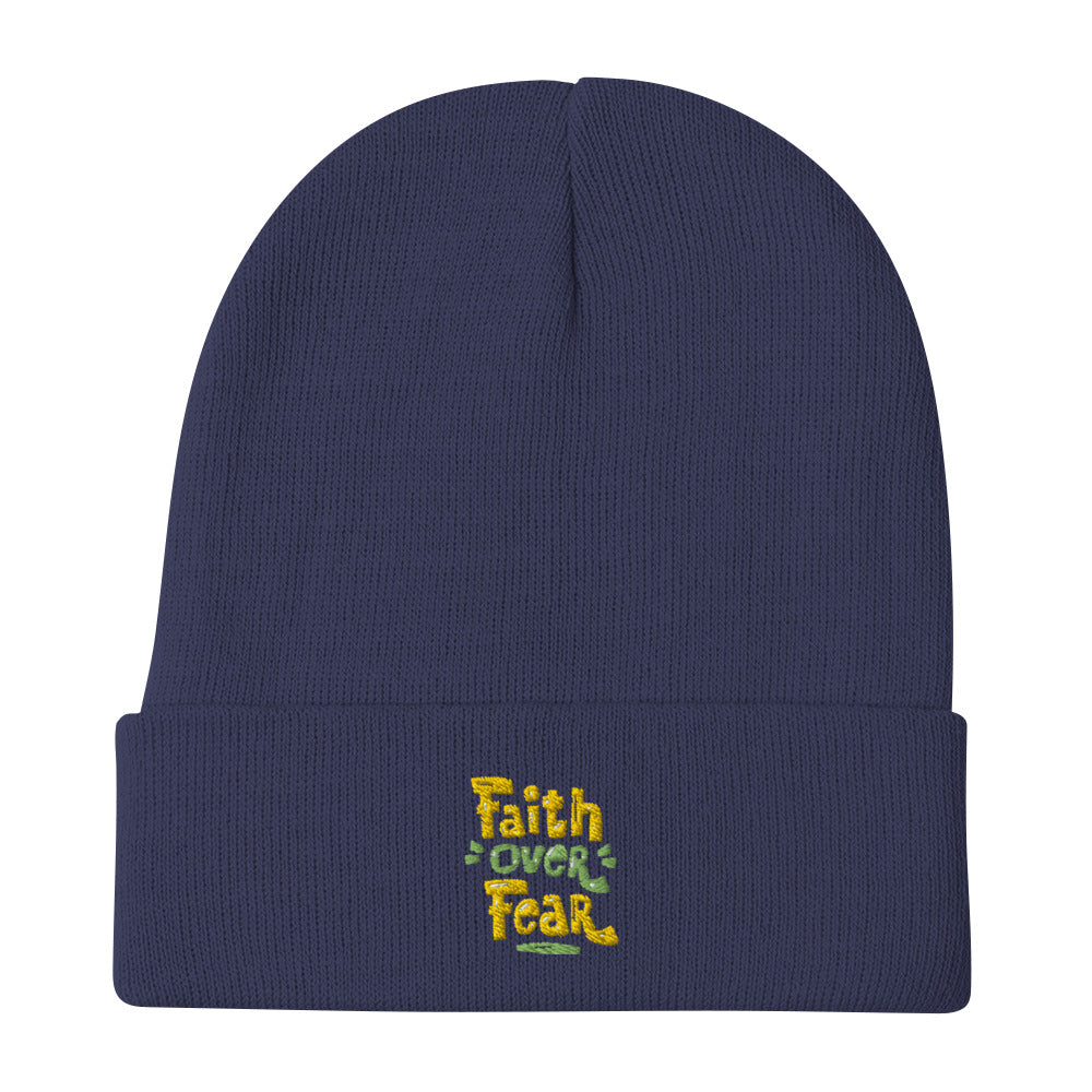 Faith Over Fear Embroidered Beanie