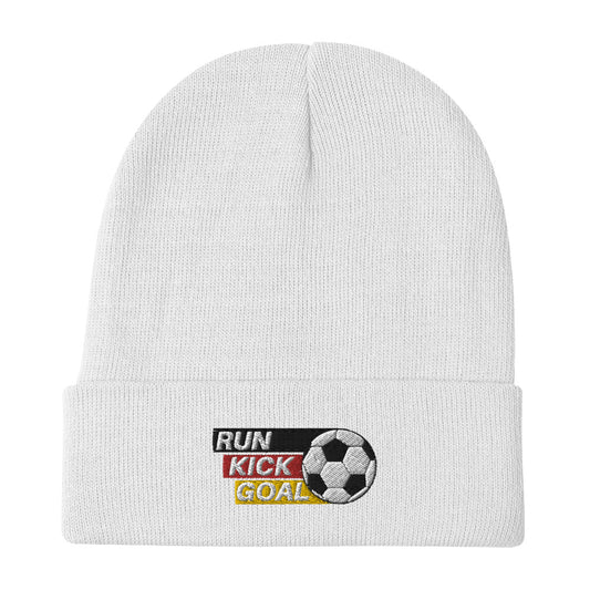 Run, Kick, Goal Embroidered Beanie